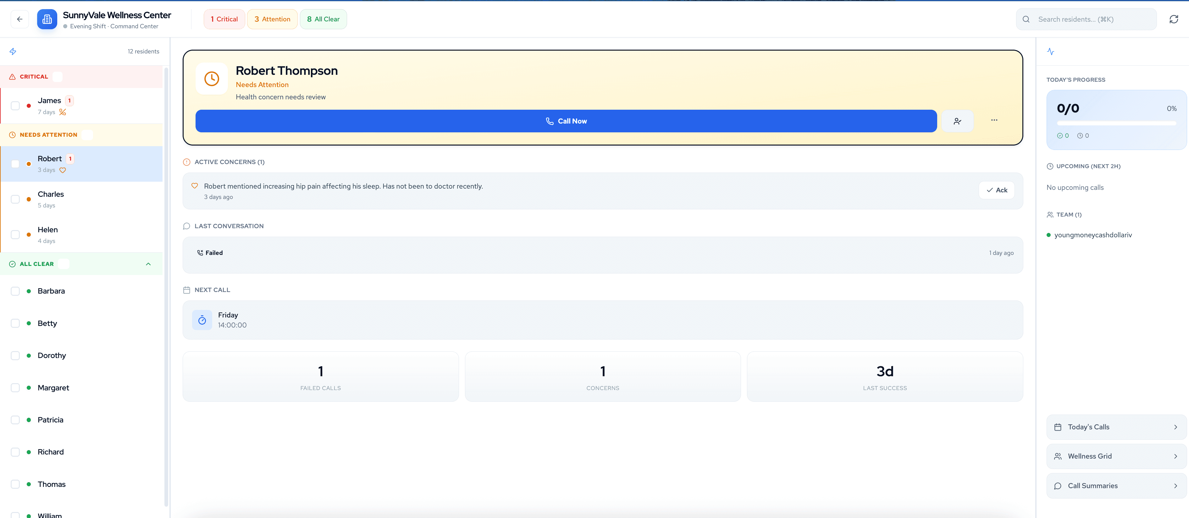 Command Center - Real-time overview of all resident activity and urgent alerts