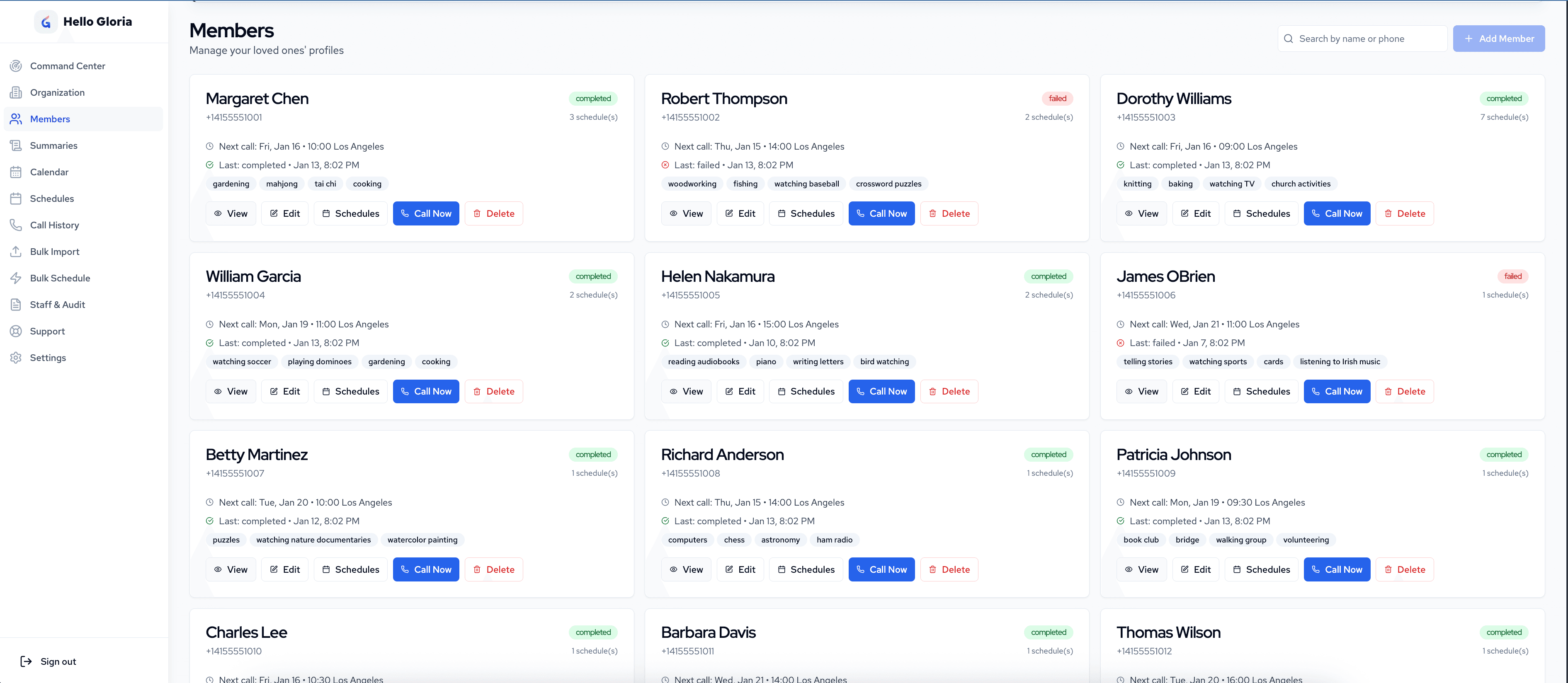 Members View - All your loved ones in one place